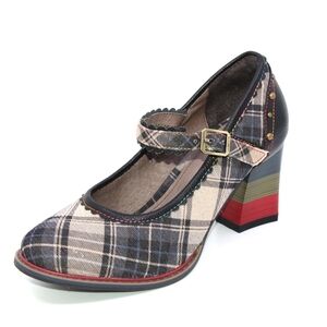 L' Artiste Emjay Plaid Black Multi Heel Size 39